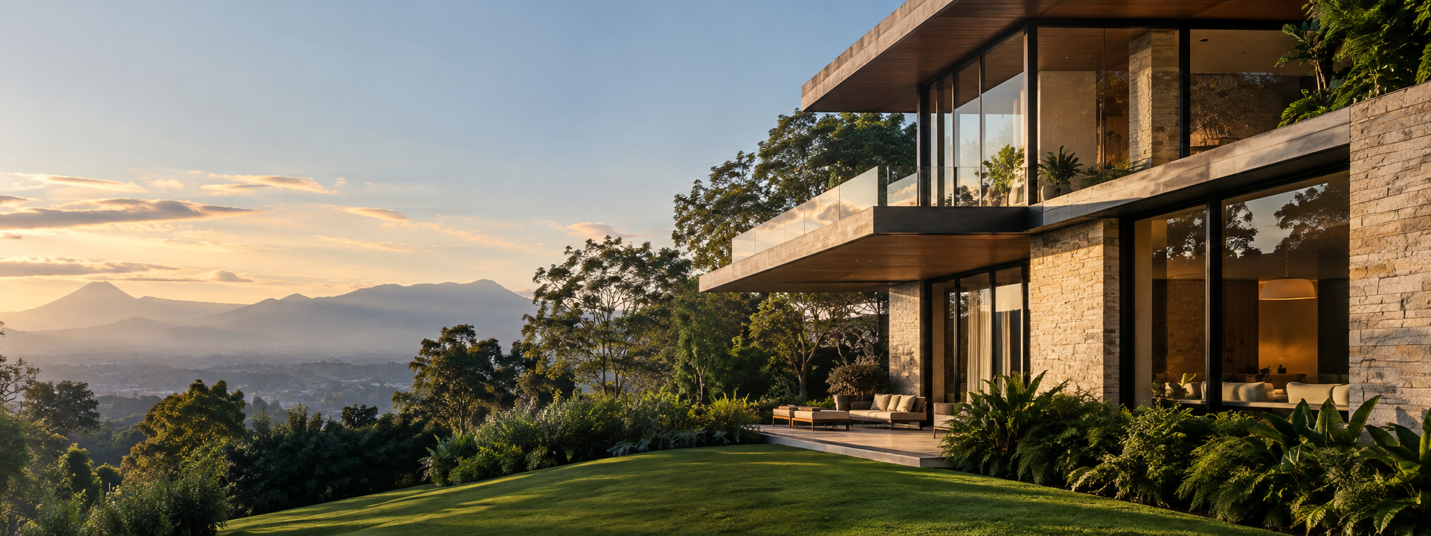 Residencia contemporánea rodeada de naturaleza y montañas